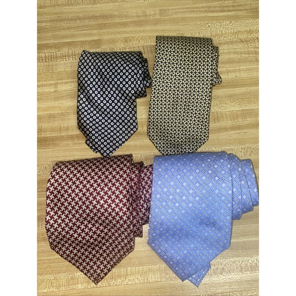 4 Italian 100% Silk Geometric Print Neckties I Magnin Bossi Iguelfi Mariani